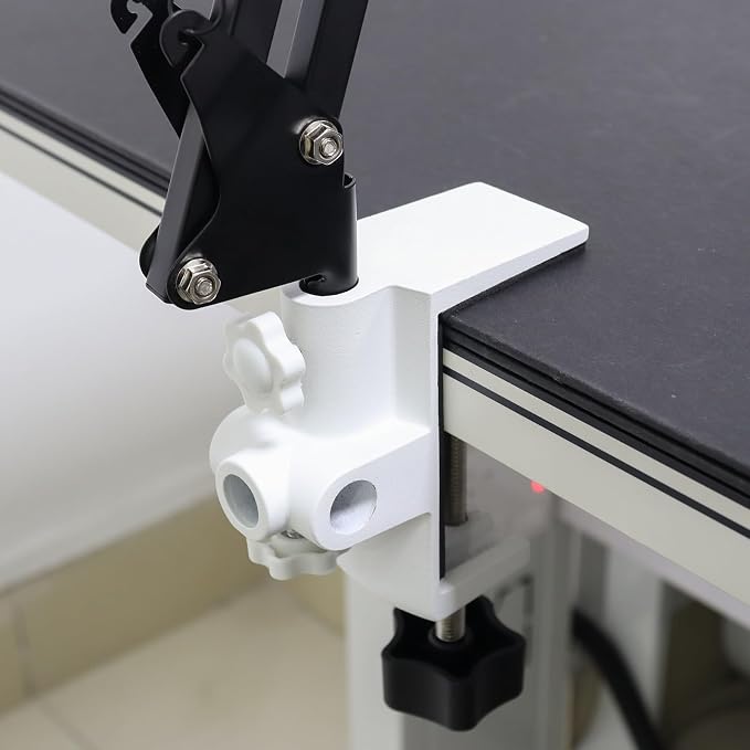 RTNLIT Desk Lamp Clamp, 1/2 inches 4 Hole Metal Table Mounting Clamp, White | Universal C Clamp for Magnifying Light/Microphone/Boom Scissor Arm, Fits up to 2-1/2 inches Desktop Thickness