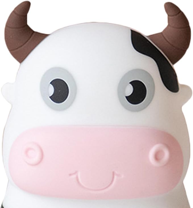 DOITOOL Cow Night Light Silicone Baby Night Lamp Cartoon Nursery Light Tabletop Bedside Lamp for Kids Room Decor Nursery Birthday Gift