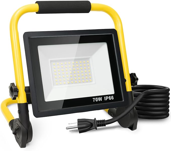 10000LM LED Work Light: Portable Work Light with 5FT Cord - IP66 Waterproof Flood Light for Outdoor Indoor Job Site Workshop Garage Construction Site Lighting, Gifts for Man