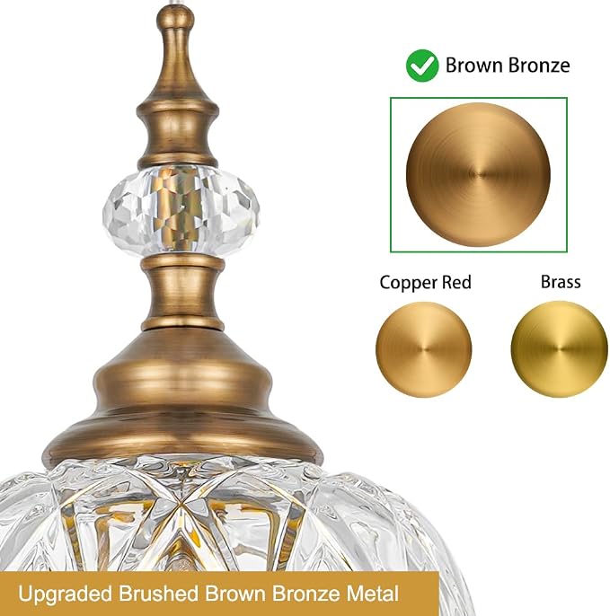 Vintage Pendant Lights Kitchen Island Set of 2, Brass Bathroom Pendant Light with Small Detachable Glass, Modern Classic Adjustable Hanging Light for Kitchen, Hallway, Table, G9 Base, Brown Bronze