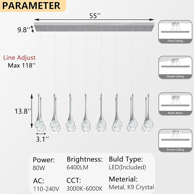 16 Lights Modern Glam Crystal Chandelier for High Ceiling LED Dimmable Pendant Light for Staircase Foyer Enterway Living Room Chandelier Lighting Silver
