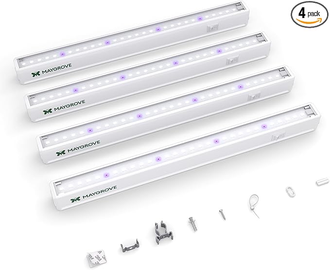 Grow Lights for Indoor Plants 1FT, Blue-Rich Full Spectrum 5000K Grow Light, 28W(4 x 7W), T5 LED Grow Light Strips for Succulents, High PPFD, Linkable, White, 4-Pack
