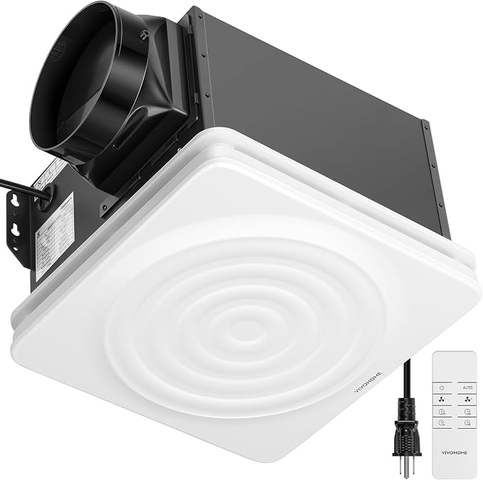 VIVOHOME 240 CFM Bathroom Exhaust Fan with Humidity Sensor - 1.6 Sones Quiet Energy-Saving EC Motor, 6-Speed AutoFlow Remote, 11 x 12 in Easy Retrofit, 6-Inch Duct Kit Included