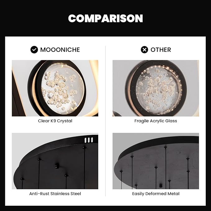 16 Lights Modern Staircase Chandelier Black Entryway High Ceiling Light Modern LED Chandelier16 Lights Black Crystal Light Fixture for Staircase Foyer Entryway Living Room