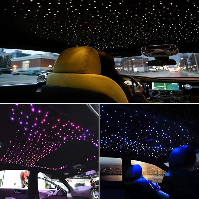 AKEPO 10W Fiber Optic Lights kit Twinkle+ APP Control + Music Effect for Star Ceiling Sky Light Car Home Use, RGBW Light Engine+Optical Fiber Cable 375pcs of 9.8ft/3m(0.03+0.04+0.06in)+28key Remote