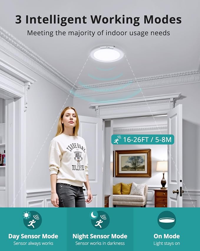 wowatt 4Pcs Battery Operated Ceiling Lights Rechargeable with Motion Sensor | Wireless Shower Light with Remote, 3000K 4500K 6500K 7.48", Dimmable Stick On Battery Light for Ceiling,Lámparas Recargables