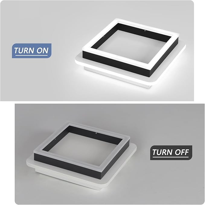 CANEOE 3 Packs Square Flush Mount Ceiling Light, 6000K Black Modern LED Ceiling Light Fixture, Minimalist Hallway Lighting Fixture Ceiling Lamp for Hallway Entryway Bedroom Balcony (Black)