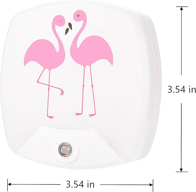 2 Pack - Cartoon Flamingos LED Plug-in Night Light for Kids - Wall Lamp Take Good Care Children Sleep Light Sensor Auto Controlled Nightlights for Baby Nursing