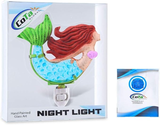 CoTa Global Night Light, Plug in Energy Efficient Decorative Socket Lamp Manual On & Off Portable Lights for Stairway, Bedroom & Bathroom Accessory - Mermaid