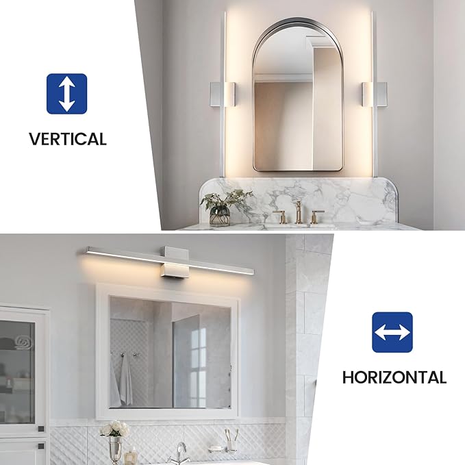 Brushed Nickel Bathroom Light Fixture Over Mirror - Modern Vanity Light Fixture - 31.5 inch 22W LED Dimmable 5CCT Wall Sconce Lighting Fixture for Bathroom Bedroom