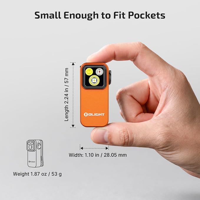 OLIGHT Oclip Pro Rechargeable EDC Clip-on Flashlight, Orange | Red Light, 500 Lumens Floodlight, Spotlight, Pocket-Sized, USB-C Charging, Magnetic, for Work, Signaling, Outdoor or Home Use