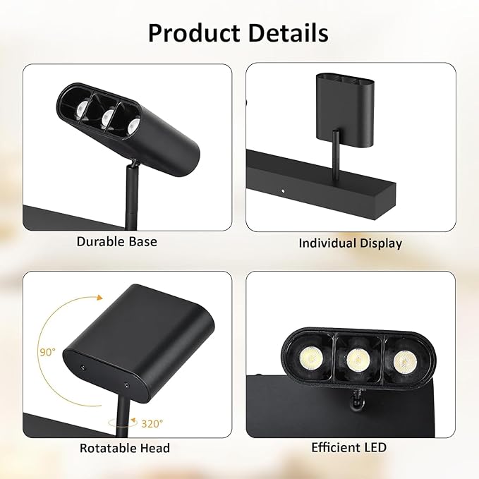 4 Light Heads Track Lighting Kit, Modern LED Track Lighting Fixtures Ceiling, Rotatable Light Heads with CCT 2700K-6000K & Brightness Dimming, Dimmable Ceiling Spot Lights for Living Room with Remote