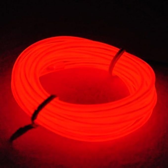 ABALDI EL Wire Neon Light Battery Powered Wire Pack Drivers with 3 Modes High Brightness Electroluminescence for Xmas Party Indoor Ourdoor Decoration(5m/16ft,Red)