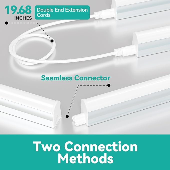 4FT LED Shop Lights (6 Pack), 2000LM 6500K Super Bright White T5 Commercial Lights, 20W Linkable Utility Integrated Single Fixture for Gym/Garage/Ceiling/Under Cabinet, Plug & Play