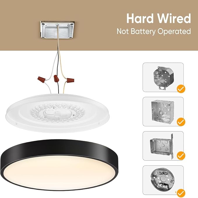 15 Inch Flush Mount Ceiling Light with Remote Control & Night Light, 5CCT Dimmable Ceiling Light Fixture, 35W 3500LM 2700K-6500K Adjustable LED Ceiling Lights for Bedroom Kitchen, Black