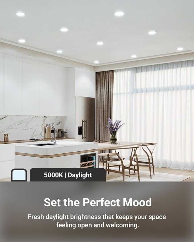 Sunco 24 Pack 4 Inch Ultra Thin LED Recessed Ceiling Lights Slim, 5000K Daylight, Dimmable 10W=60W, 650 LM, Damp Rated, Canless Wafer Thin with Junction Box - ETL & Energy Star.