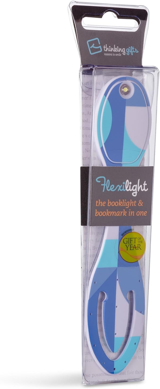 Gifts for Readers & Writers Book Light, Clip On Reading Light for Bed, 2in1 Flexilight & Bookmark, Small & Lightweight with a Soft Glow, 2 Batteries Included, Blue Blocks