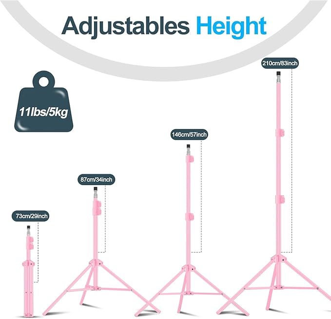 EMART 7 Ft Light Stand for Photography, Portable Photo Video Tripod Stand, 2 Pack Lighting Stand with Carry Case for Speedlight, Flash, Softbox,Strobe Light, Camera, Photographic Portrait -Pink