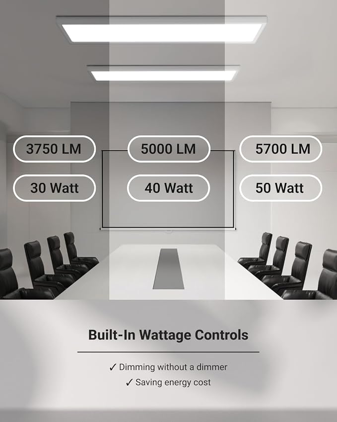 Sunco 10 Pack 1x4 LED Flat Panel Light, Dual Selectable CCT 3500K/4000K/5000K & Wattage 30W/40W/46W, 5700LM, 0-10V Dimming, Surface Mount, Matte White, Drop Ceiling Fixture - ETL DLC | 5700LM, Selectable Wattage 30W/40W/46W, Selectable CCT 3500K/4000K/...