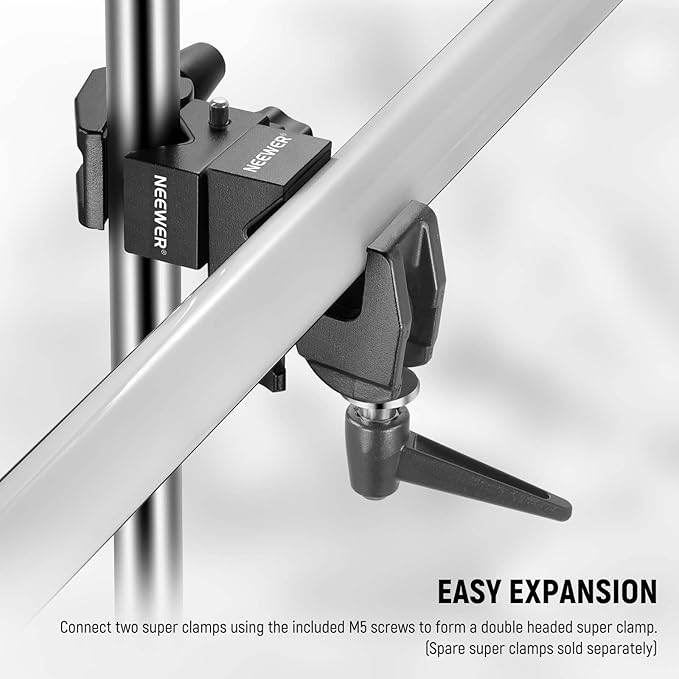 NEEWER Super Clamp with 5/8" Stud, Spring Lock, 2.4"/6cm Jaw Grip Heavy Duty Crab Pole Clamp for Round Pipe Flat Surface, for Photography Studio Camera & Lighting Mounting, Max Load 33lb/15kg, UA017