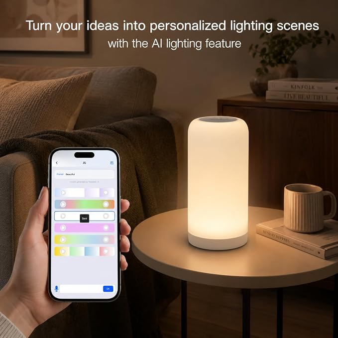 DAYBETTER RGB Smart Bedside Lamps, Touch Lamps for Nightstand, LED Lamp Compatible with Alexa and Google Assistant, Color Changing Lamp for Bedroom Living Room,25 Scene Mode (Only for 2.4GHz WiFi)