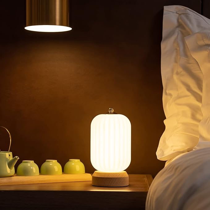 LED Wood Table Lamp, 3-Color Modern Desk lamp Bedroom Bedside Night Light, Dimmable Led Lighting, Creative Home Decor, Unique House warmging Gift