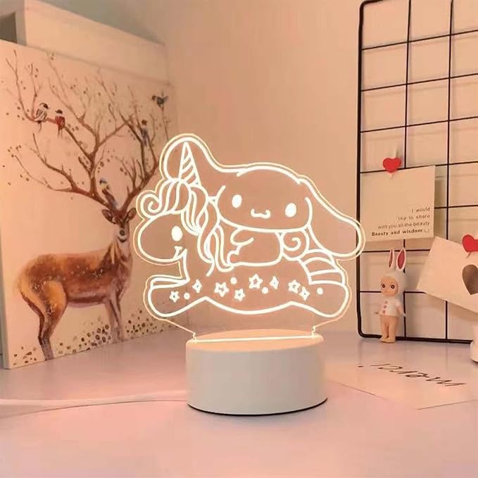 3 Color Change Cartoon Night Light, 3D Kawaii LED Desk Lamp, Acrylic Sleep Night Lamp As Best Gifts for Women Teens Boys Girls (Dog)