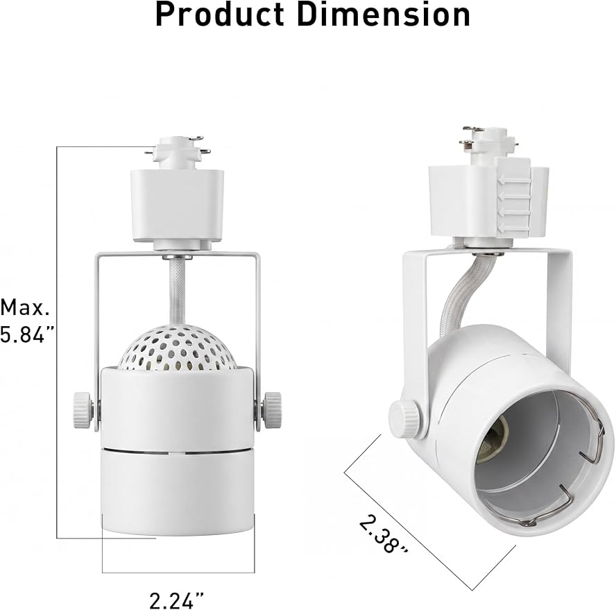 [12 Pack] CLOUDY BAY H Type Track Lighting Heads to Gu10 Base Socket Light Direction Adjustable,Round,White