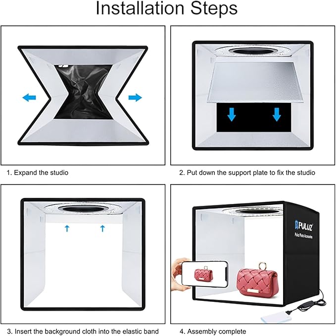 2025 Upgraded Photo Studio Light Box Photography, 10"x10" Professional Foldable Dimmable Shooting Tent Kit with CRI >95 102pcs LED Lights & 6 Kinds of Double-Sided Color Backdrops for Mini Products