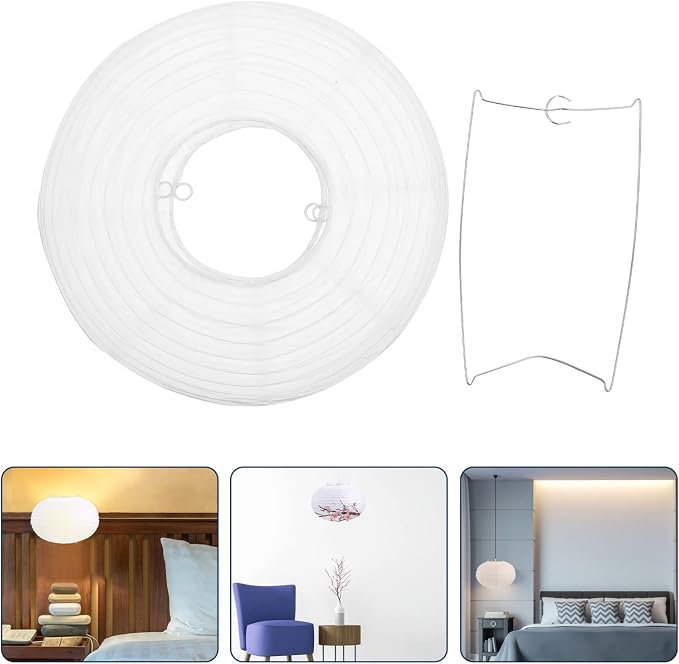 Uonlytech Paper Pendant Lamp Shade, White Round Lantern Handmade Ambient Lampshade Hanging Paper Lamp Cover for Home Pendant Lights, 30X30X19cm Wedding Decor