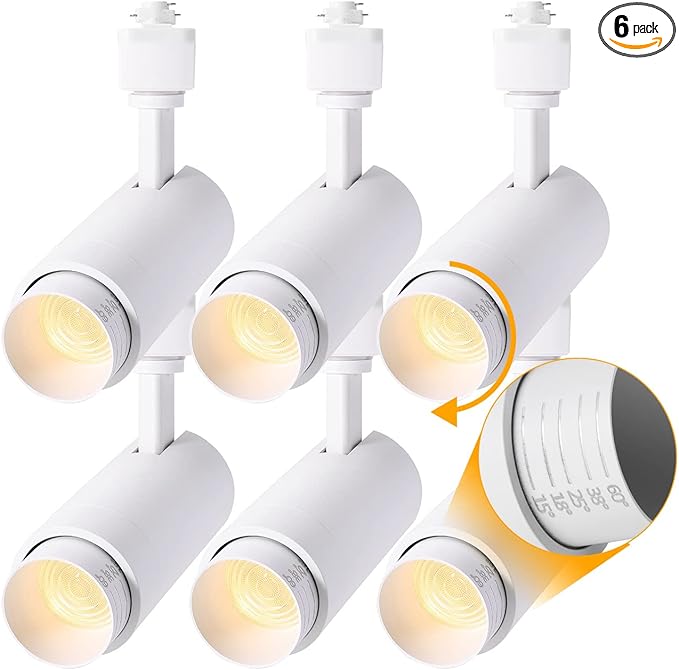 EAGLOD 15W H Track Light Heads,Focusing LED Track Lights Fixtures for Accent Retail Artwork, Linear Track Light H Type 3000K Warm White 120V Beam Angle 15 to 60 Degrees Halo Type - 6 Pack (White)