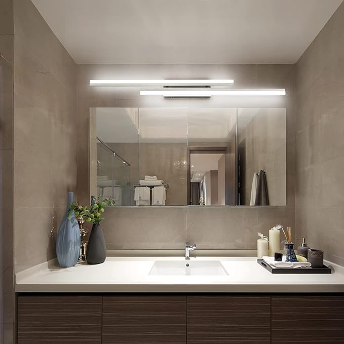 PRESDE 48 Inch LED Bathroom Vanity Light Bar, Modern Brushed Nickel Bath Lighting Fixture Over Mirror