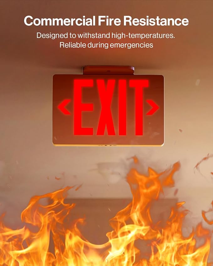 Sunco 48 Pack LED Exit Sign With Emergency Light, Commercial Grade Double Sided Fire Lights, Backup Battery, Illuminated, 120-277V, Dual Mounting, UL 94V-0 Fire Resistant