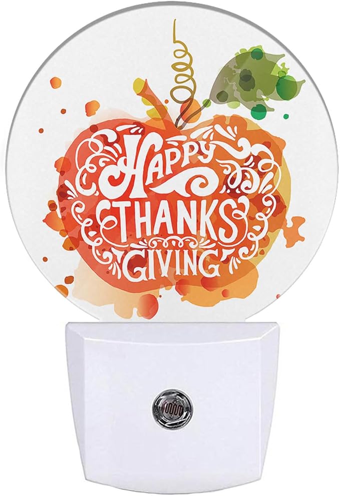 EKOBLA Pumpkin Night Light, Thanksgiving Fall Pumpkin Night Lights Plug Into Wall with Auto Sensor for Bathroom and Hallway