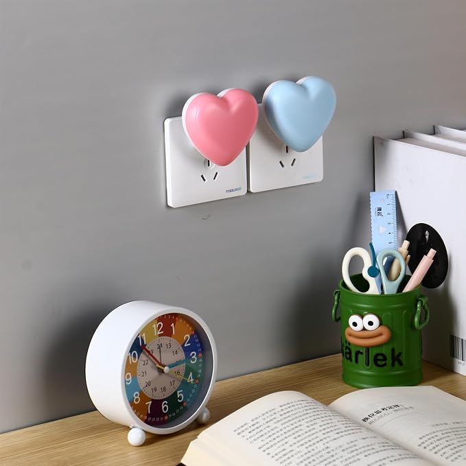 INZU Cute Night Light, Heart Night Light for Kids, LED Nightlight with Auto Dusk to Dawn Sensor, Nightlight Plug into Wall with Soft Warm Light for Bedroom, Nursery, Bathroom, Hallway (4Colors)