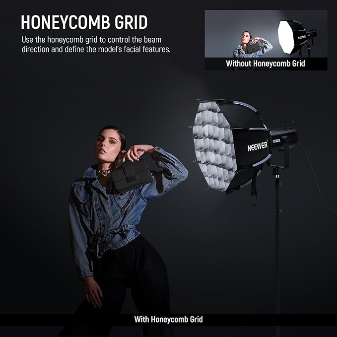 NEEWER Octagonal Softbox Kit, 17.7" Parabolic Soft Box with Light Diffusers for Studio Photography Video Recording Streaming Lighting Compatible with Aputure 120d Compatible with Godox SL60w, NS45P