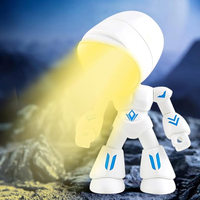 2026 Posable Robot Table Lamp - 6Pcs Cartoon Animal LED Night Light Set - Cordless Eye-Friendly Mood Light with Phone Holder for Bedroom Desk Decor (1PCS E)