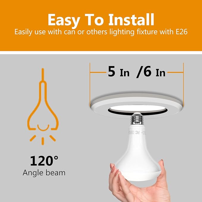 DAYBETTER BR30 Recessed Light Bulbs Equivelent 65W Dimmable Warm White 2700K, 12Pack 9W BR30 Indoor Flood Light Bulbs, E26 Base for Kitchen Bathroom, 120V