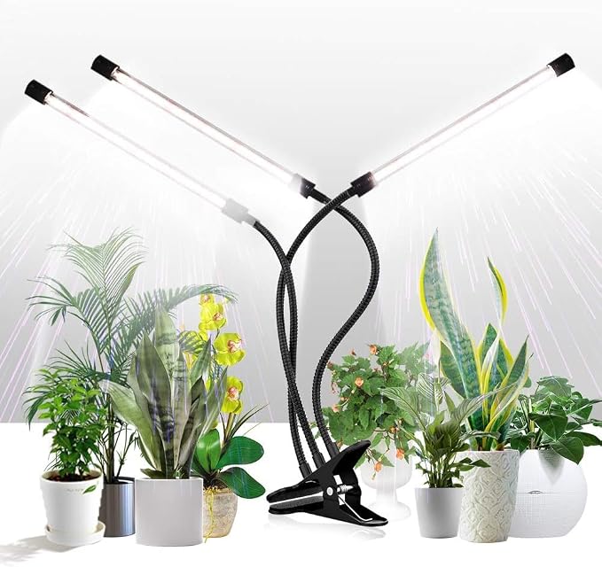 Grow Light for Indoor Plants Growing,Super Bright Clip Desk Gooseneck Lamp | 6000K White Full Sepectrum LED Light for Table Pot Succulents Seeds Small Mirco Green,5-Level Brightness & Timer