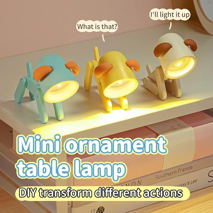 Cute Night Light for Kids, Mini Led Table Desk Lamp, Decorative Lamp Nightstand, Animal Pet Nightlights, Christmas Decorate Birthday Gifts for Children, Students (1 x Off-White Dog)