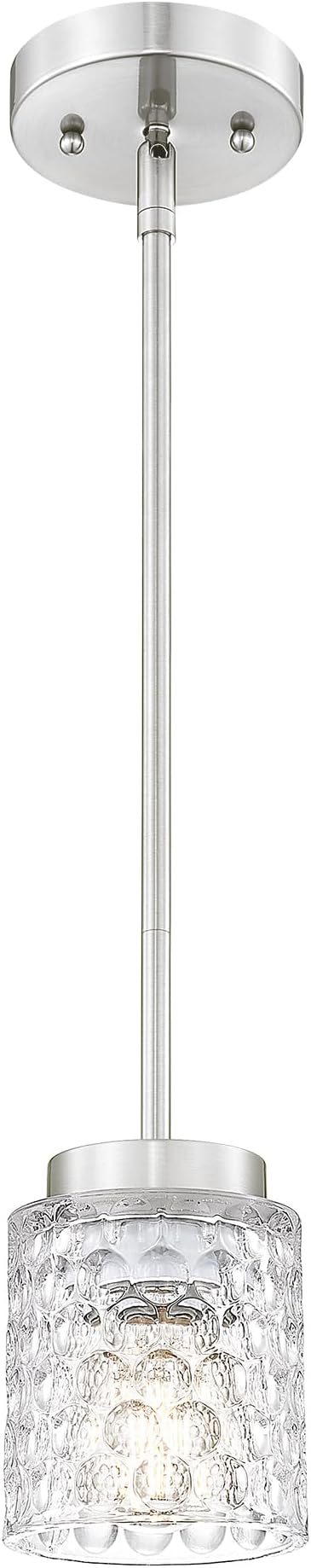 FEMILA Hammered Glass Pendant Lights, 4" Mini Pendant Lighting for Kitchen Island, Bedroom, Living Room, E26 Base, Brushed Nickel FIninsh, 4FY86MIL BN