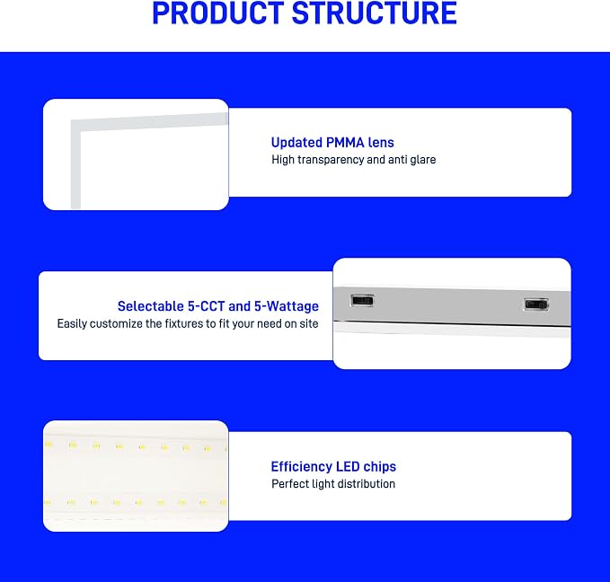 hykolity 2x2 LED Flat Panel Light,Dimmable,Selectable,Drop Ceiling,6 Pack | 30W-50W 5CCT 3000K-6500K 0-10V Dimmable ETL Listed Slim Recessed Back-Lit Lights for Office Classroom Hospital Garage Retail