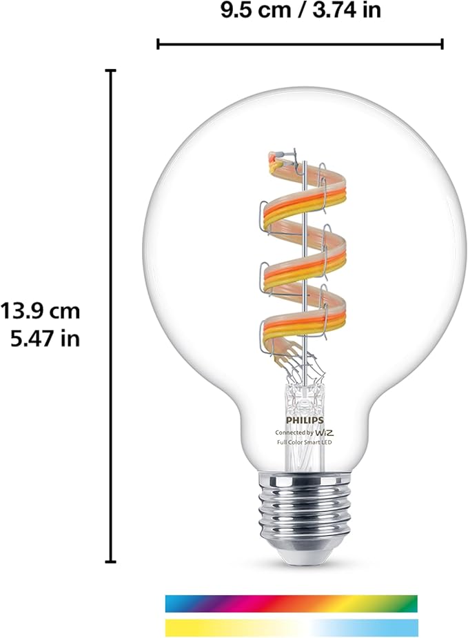 PHILIPS Smart Vintage Amber G25 25W Color Filament LED Smart Bulb 4 Pack - E26 Indoor -Connect to Your Wi-Fi - Control with Voice or App - Powered by WiZ Connected