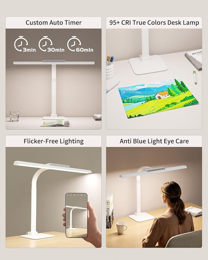 24W Desk Lamp for Home Office, Brightness Touch Control with Stable Base | Brightness Adjustable Gooseneck Tall Office Lights for Drawing,Reading,Crafts,Gaming,Workbench,Architect,Study