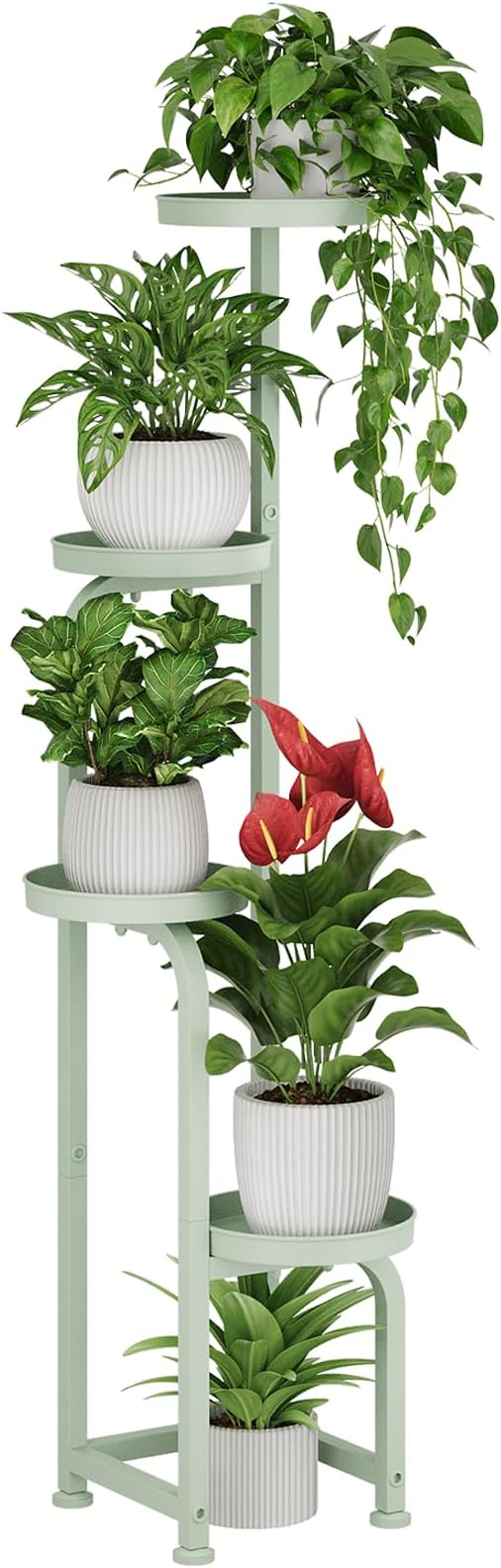 Bamworld Corner Plant Stand Indoor Outdoor Tall Metal Flower Pot Stands | 4 Tier Mint Green Heavy Duty Plant Shelf for Patio Garden Balcony Living Room Bedroom(Patent Design)
