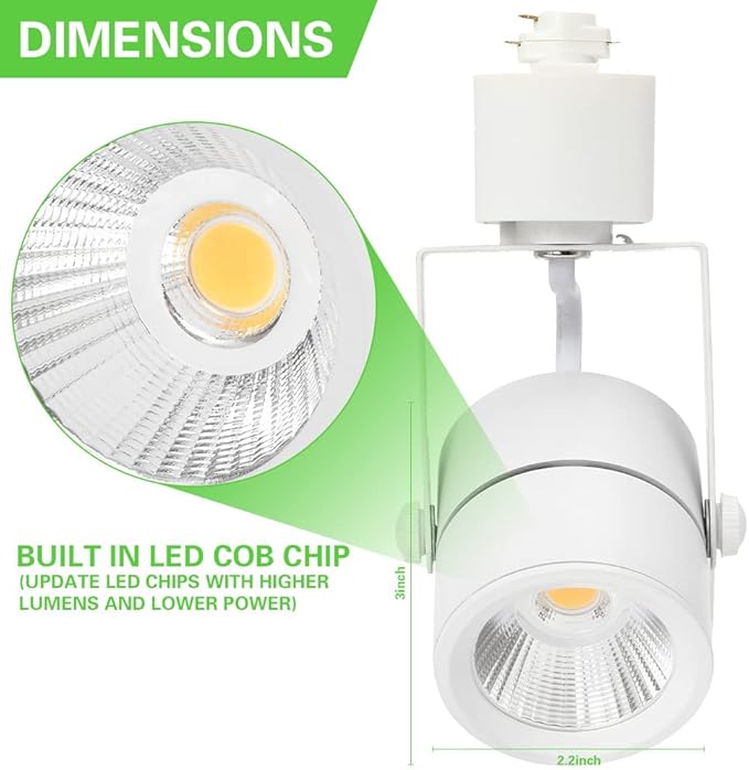 10W H Track Lighting Heads,Dimmable LED Track Light Heads for Accent Retail Artwork,4000K Netural White, Linear Track Light H Type - 110V 60°Angle Halo Type 12Pack (White)