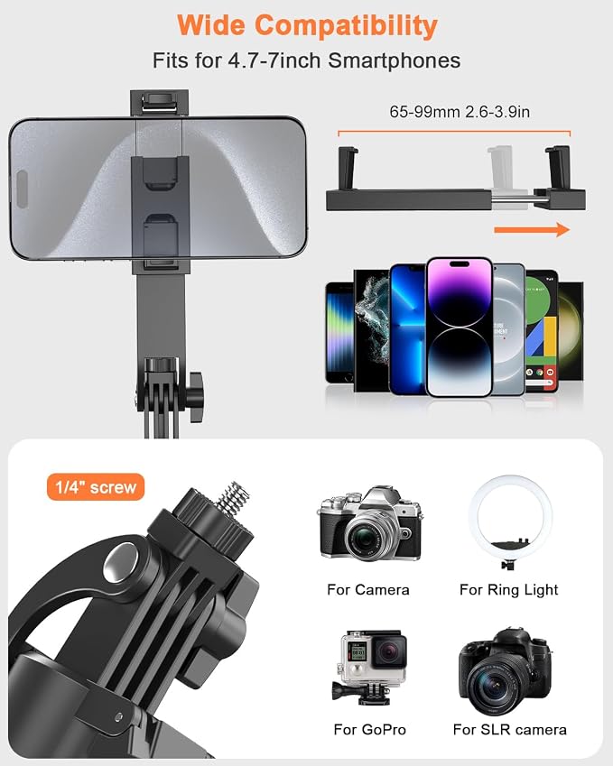 Yeaki 71” Auto Face Tracking Tripod for iPhone with Light,360° Rotating Phone Stand with Rechargeable Remote Control for TikTok Vlog Video Recording, Phone Tripod for Android Camera/GoPro/Ring Light