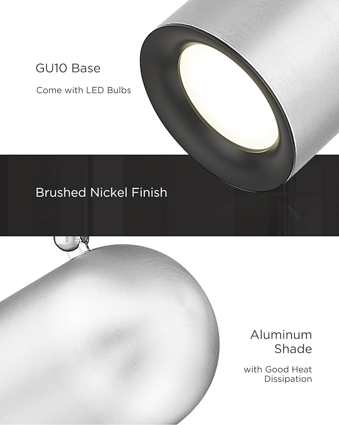 FEMILA LED Track Light, Swing Arm Wall Track Lighting, Bulb Included | 3000K LED Brushed nickel finish adjustable lamp head, wall or ceiling mounting for study, living room, bedside