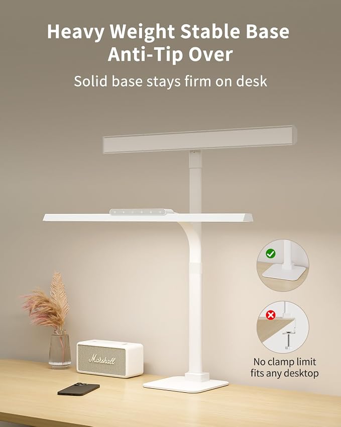 24W Desk Lamp for Home Office, Brightness Touch Control with Stable Base | Brightness Adjustable Gooseneck Tall Office Lights for Drawing,Reading,Crafts,Gaming,Workbench,Architect,Study