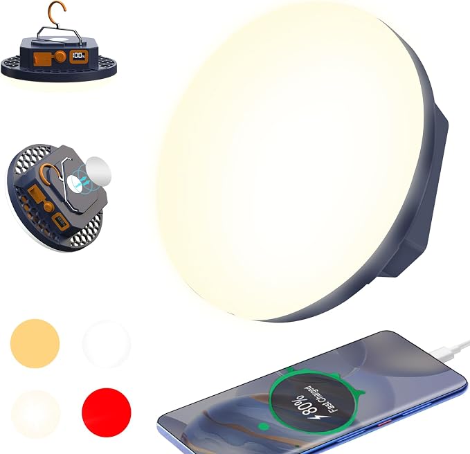 10000mAh 4000LM Camping Light 4 Light Modes Portable LED Camping Lantern Rechargeable Light 30W with Digital Power Display and Magnet , IPX5 Waterproof Tent Lights Power Failure Emergency Light